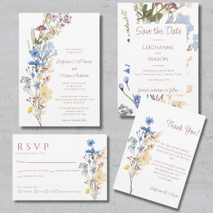 Elegante Wasserfarben-Wildblume Save the Date