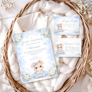 Blue Bunny Floral Windel Raffle Begleitkarte