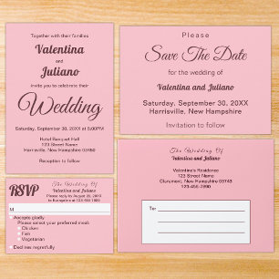Typografie-Stil Rosa Hochzeitsunterkunft Begleitkarte