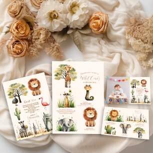 Foto Wild One Jungle Safari Tiere Junge 1. Dankeskarte