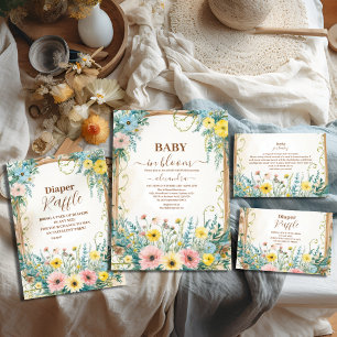 Baby in Blütenrot und Aquamariner Frühjahrspülung Begleitkarte