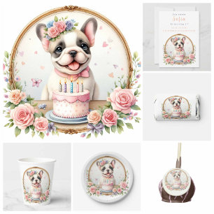 Niedlich Pastel Puppy French Bulldog - Geburtstag Einladung