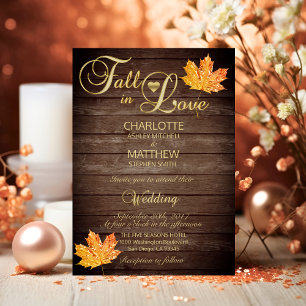 Rustikales Holz Stall Gold Orange Leaf Wedding RSV Postkarte