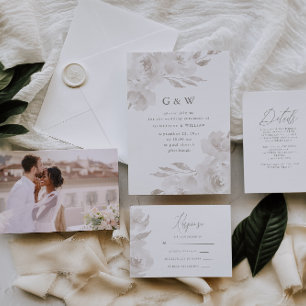 Chic Neutral Floral Foto Hochzeit