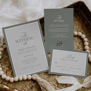 Classic Luxe   Elegante Sage Green Wedding Einladung