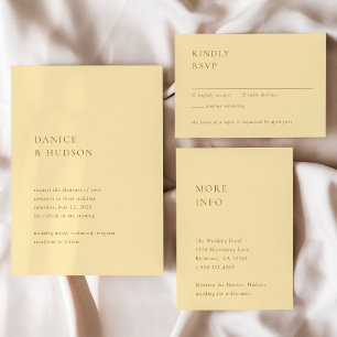 Minimalistische Buttergelbe Moderne Hochzeit RSVP Karte