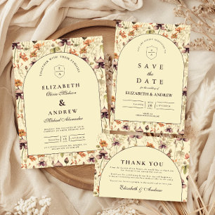 Vintage-Wildflower-Bogen Elegante Hochzeit Dankeskarte