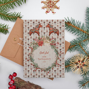 Vintage Skandinavien Folk Art Dala Weihnachten Geschenkpapier Set