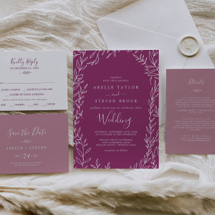 Mindestleaf   Berry Lila Wedding Einladung