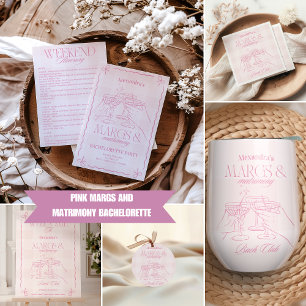 Pink Margs and Matrimonte Bachelorette Runder Aufkleber
