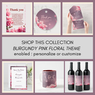 Burgundy Floral Tasse für Hochzeitsgeschenke Gesch