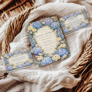 Klassische Hortensien-Blumen-Brautparty Einladung