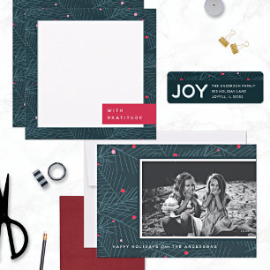 Happy Holidays Custom Card Spruce mit Berries Feiertagskarte