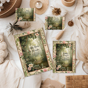 Magic Floral Forest Baby Dusche Einladung