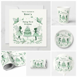 Bezauberte grüne Märchen zum ersten Geburtstag - Geschenkpapier