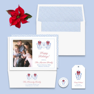 Elegant Ginger Jar Happy Holidays Family Picture Feiertagskarte