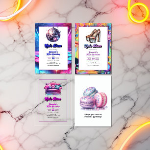 Disco Macarons Retro Geburtstag Karte