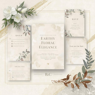 Erdige botanische Hochzeitseinladung   Anpassbar Einladung