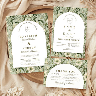 Sage Botanische Bögen Elegante Hochzeit Dankeskarte
