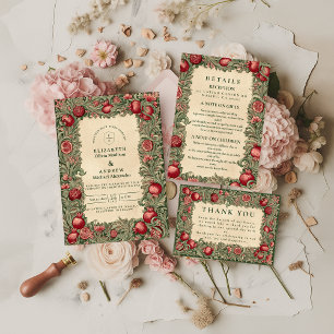 Vintage Hochzeit im Granatapfelgarten Dankeskarte