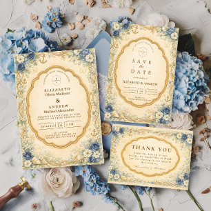 Vintage-Navy-Marine-Gartenhochzeit Dankeskarte