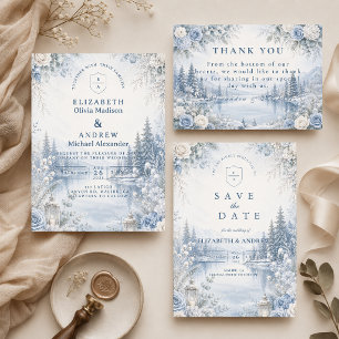 Zauberhafte Outdoor-Winterhochzeit RSVP Karte