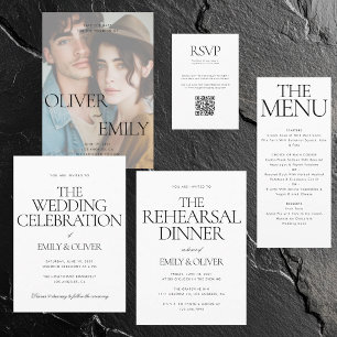 Moderne, Schwarz-weiße Hochzeit Einladung
