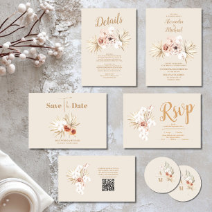Boho Pampass Grass Floral Wedding Einladung