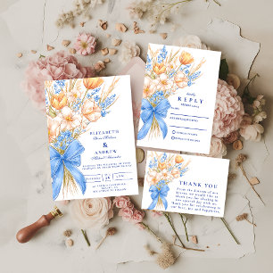 Pastellfarbene Wildblumen-Bogen-Hochzeit RSVP Karte