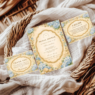 Vintage Küsten-Hortensien-Brautdusche Dankeskarte