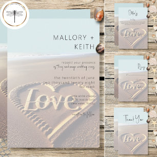 Moderner Strand mit Heart Vellum Style Wedding Save The Date