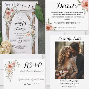 Zwei Herz-One-Liebe-Rustikale Arbor-Rose Antwortka