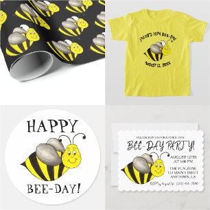 Happy Bee Day Bumblebee Yellow Bumble Bee Birthday Einladung