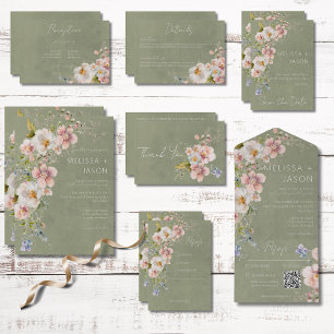Pastel Floral Modern Green Wedding Save The Date