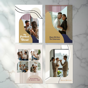 Moderne geometrische Blumen-Blasenbogen-Feiertags- Feiertagskarte