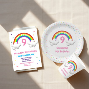 On Cloud 9! Rainbow Birthday Einladung