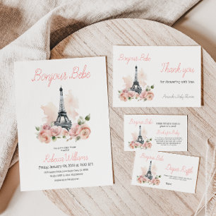 Paris Bonjour Bebe Parisian Floral Baby Shower Einladung