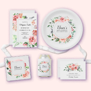 80. Geburtstag Elegant Rosa Rosenblüte Dosenkühler