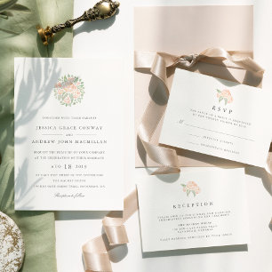 Petite Bouquet RSVP Card   Peach Karte