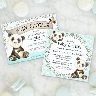 Niedliche Panda Bear Baby Dusche Einladung