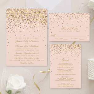 Blush Pink & Gold Confetti Wedding Einladung
