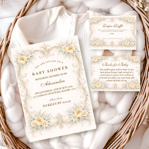 Champagner-Rosa-Barock-Baby-Shower Einladung
