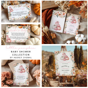 Little Pumpkin Pink Stack Fall Floral Baby Dusche Dankeskarte