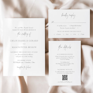 Chloe Gray Elegant Wedding RSVP Karte