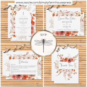 Boho Burnt Orange Arch Monogram White Dankeskarte