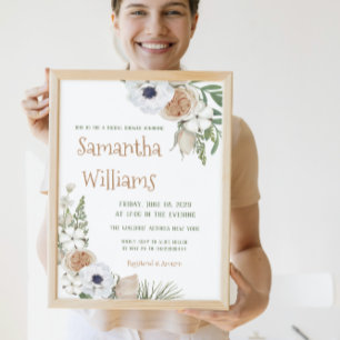 Winter Taupe Floral Diaper Raffle Baby Showspiel Visitenkarte