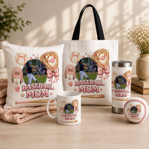 Baseball-Mama-Fotocollage Rosa Schleife Sport Tasche