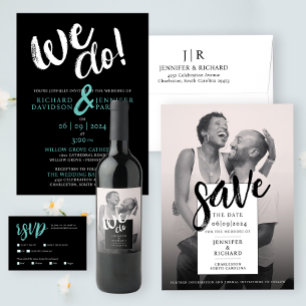 Einfache Hochzeit in Schwarz-Weiß-Foto Save The Date