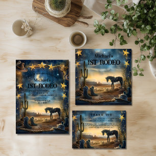 Midnight Desert Cowboy 1. Geburtstagsrodeo Einladung