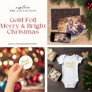 Gold Typografie Frohe und helle Weihnachten Baby Strampler